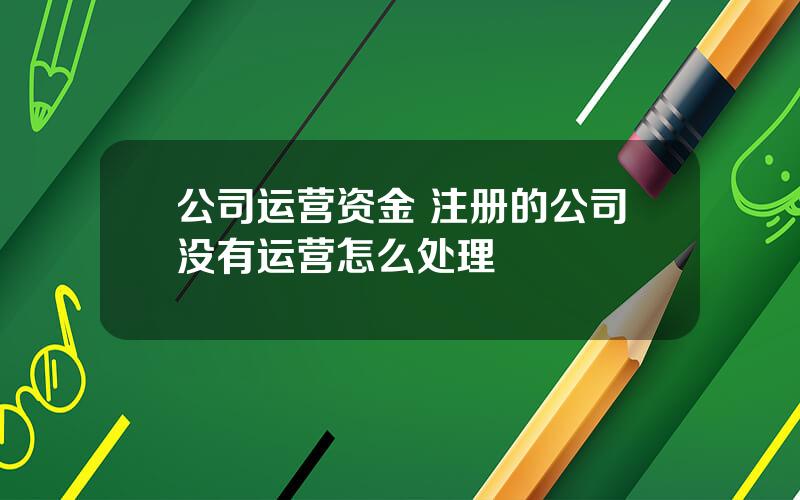 公司运营资金 注册的公司没有运营怎么处理